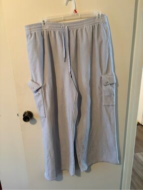 Light Blue Women’s Cargo Sweatpants - Casual Drawstring Pants